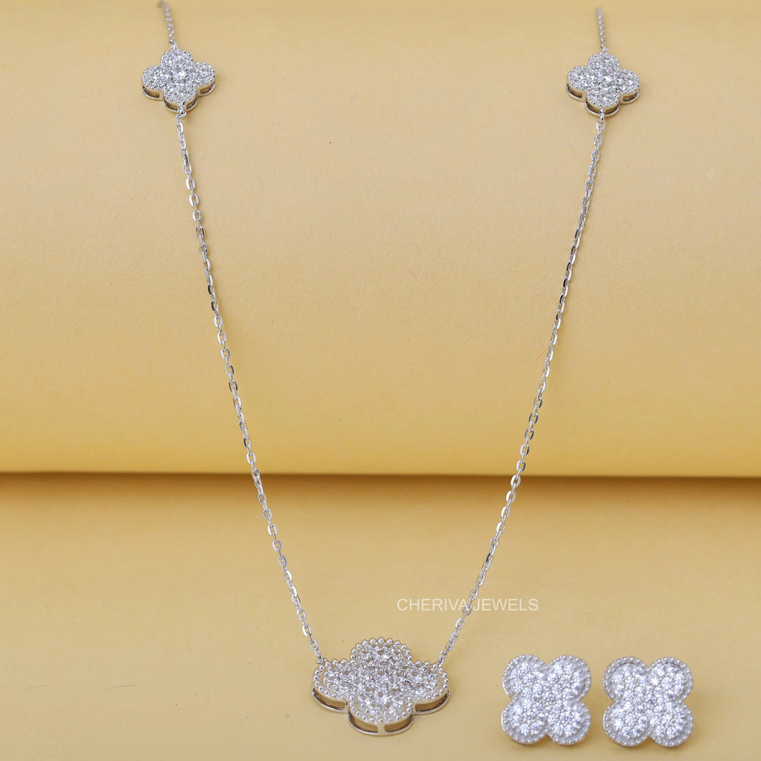 Round Cut Diamond Necklace and Earring Set