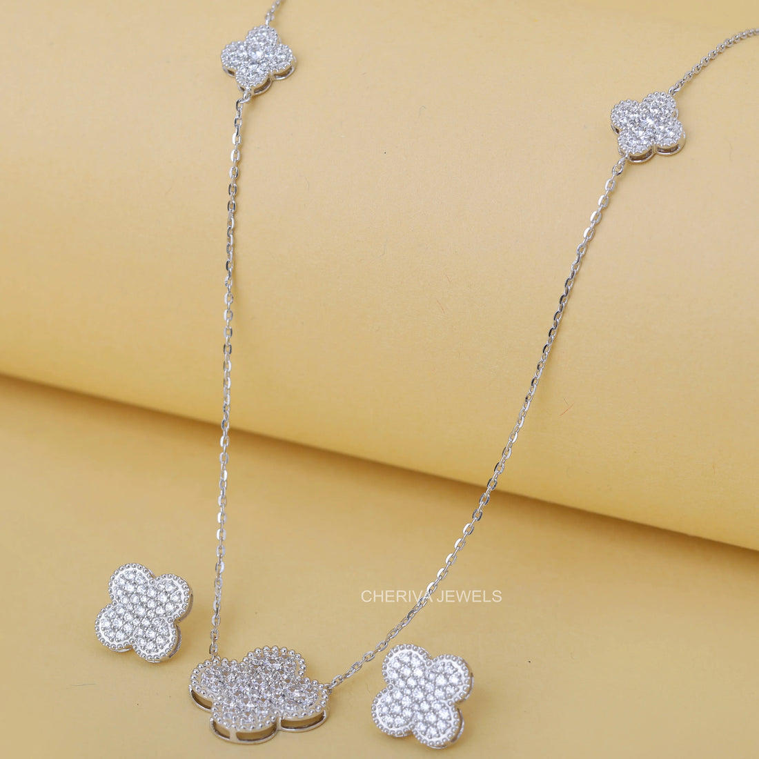 Round Cut Diamond Necklace and Earring Set
