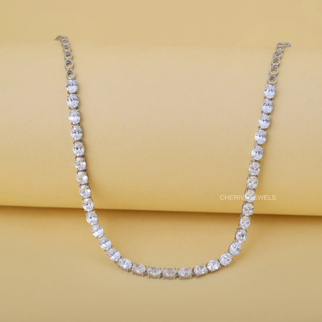 Oval Cut Lab Grown Diamond Tennis Necklace