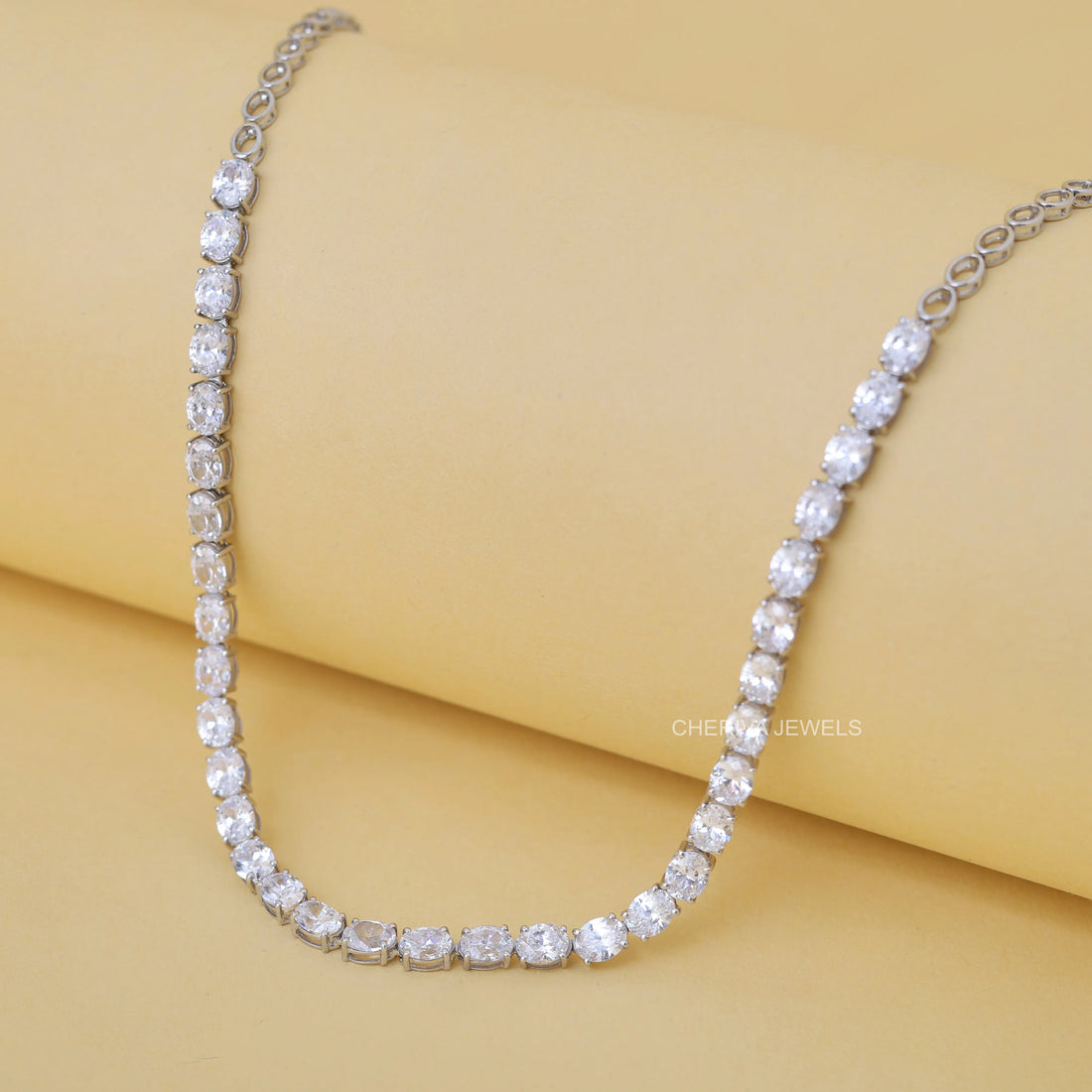 Oval Cut Lab Grown Diamond Tennis Necklace