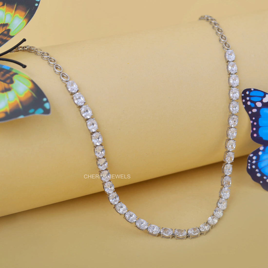 Oval Cut Lab Grown Diamond Tennis Necklace