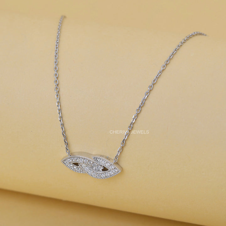 Round Cut Diamond Evil Eye Pendant in White Gold