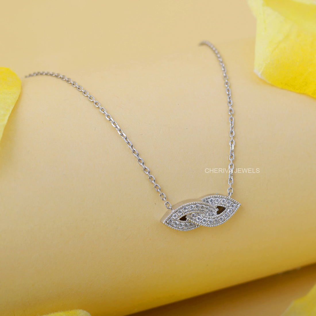 Round Cut Diamond Evil Eye Pendant in White Gold