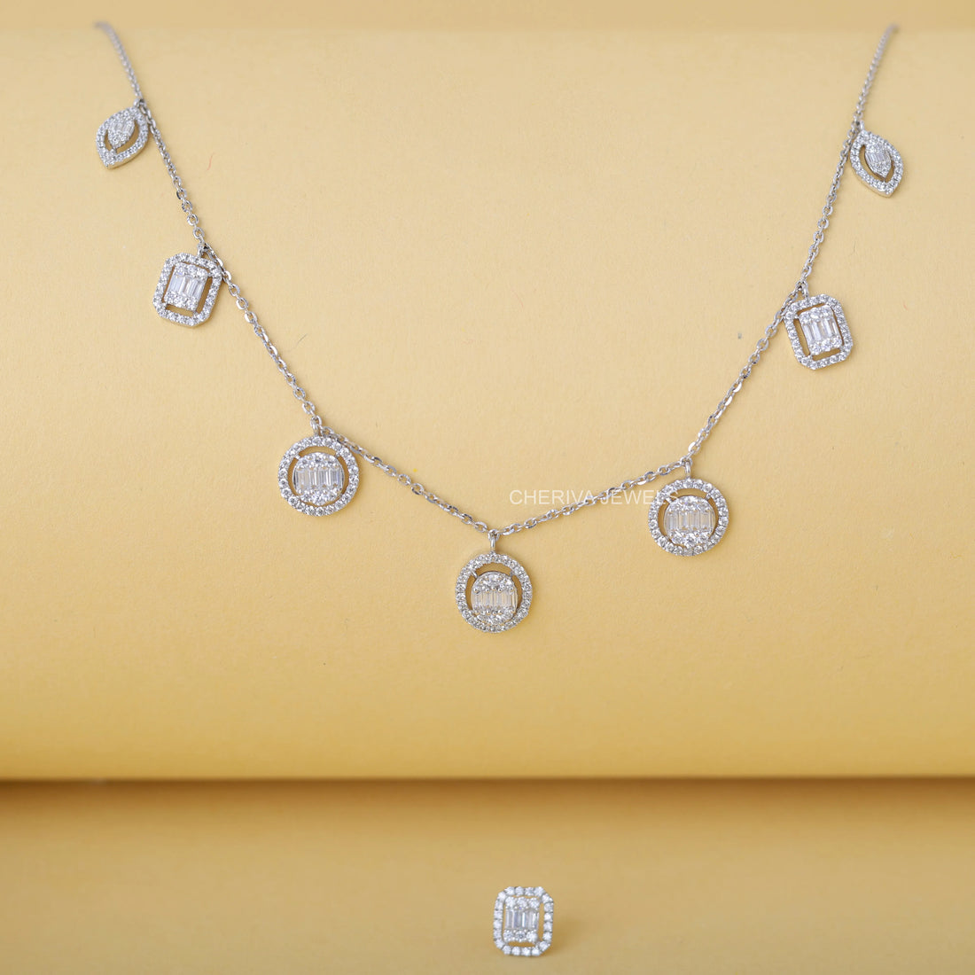 Baguette Cut Diamond Art Deco Necklace