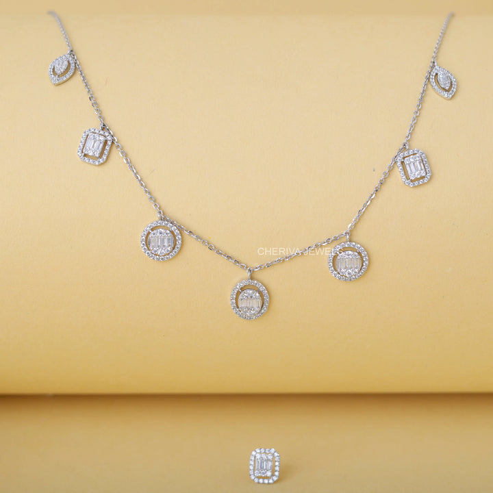 Baguette Cut Diamond Art Deco Necklace