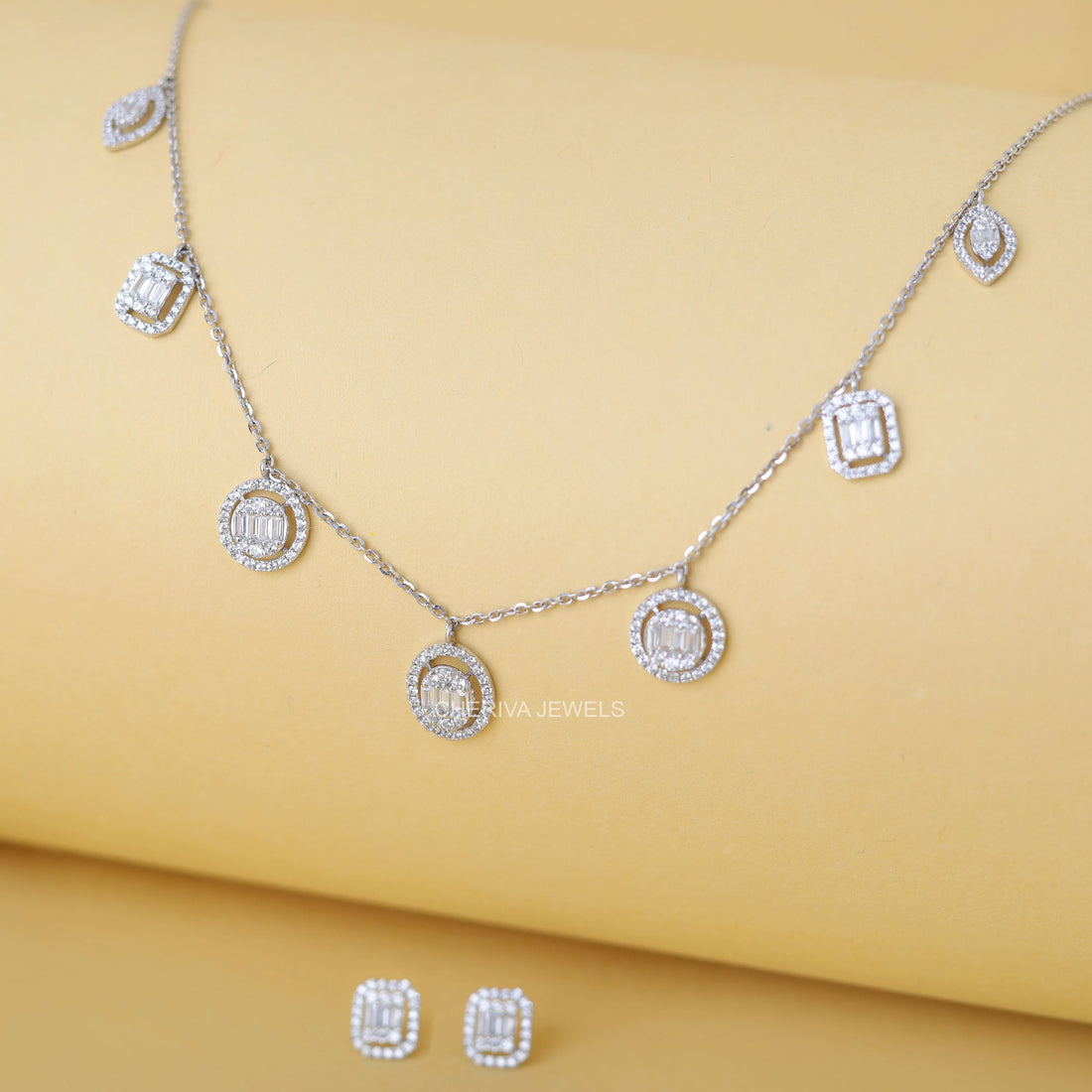 Baguette Cut Diamond Art Deco Necklace