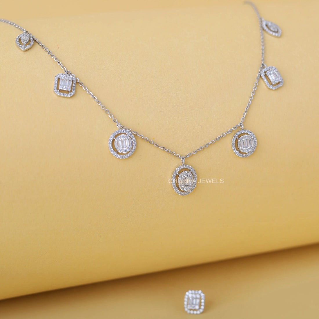 Baguette Cut Diamond Art Deco Necklace