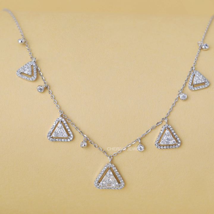 Baguette and Round Diamond luxury Necklace