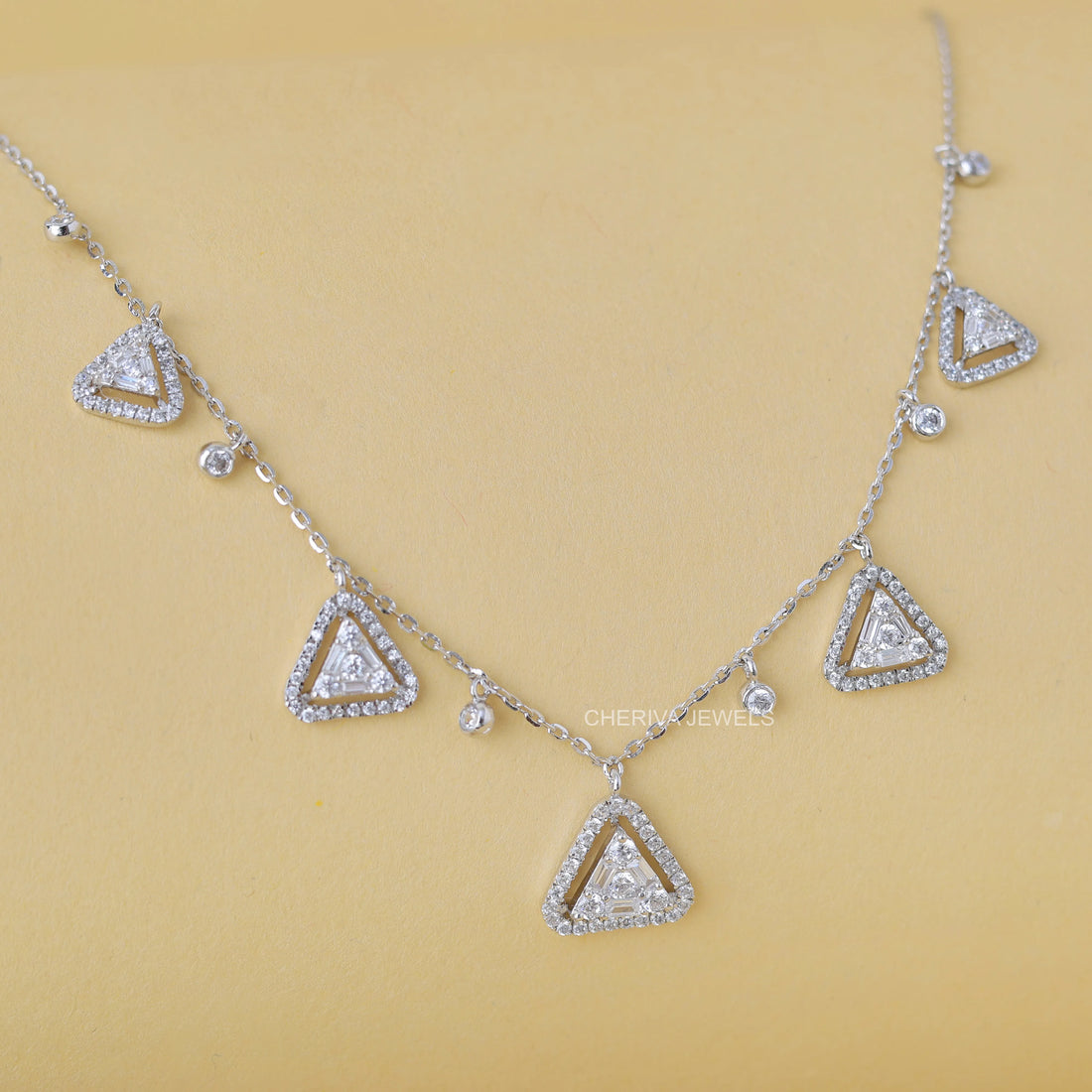 Baguette and Round Diamond luxury Necklace