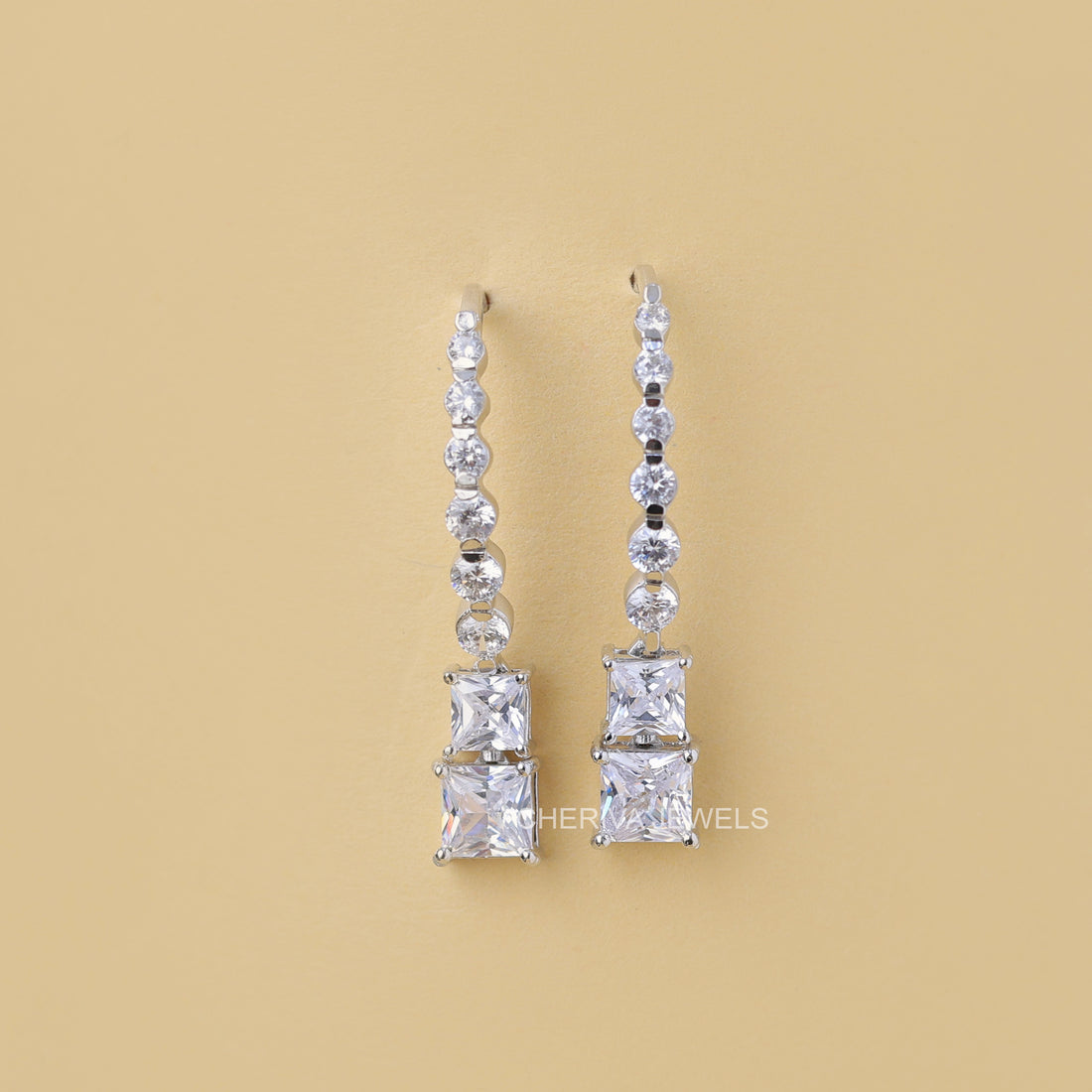 Princess Cut Lab Grown Diamond Drop Earring