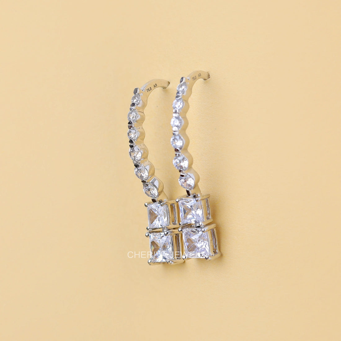 Princess Cut Lab Grown Diamond Drop Earring
