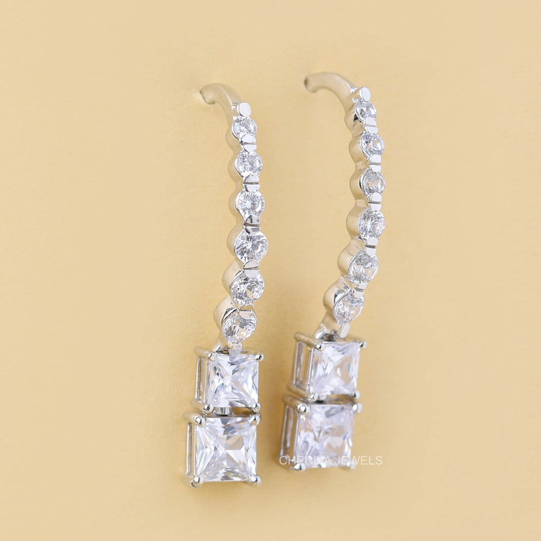 Princess Cut Lab Grown Diamond Drop Earring