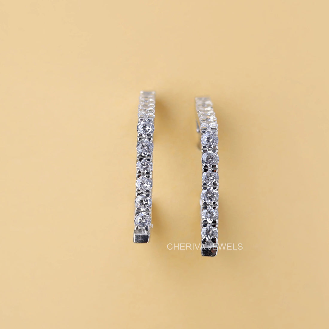 Round Cut Lab Diamond Square Hoop Earrings