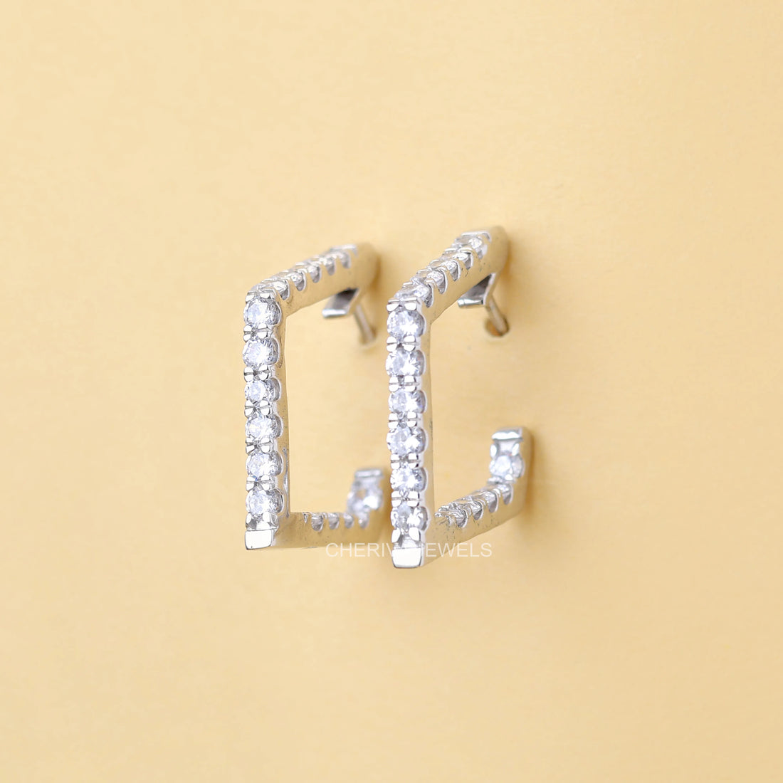 Round Cut Lab Diamond Square Hoop Earrings