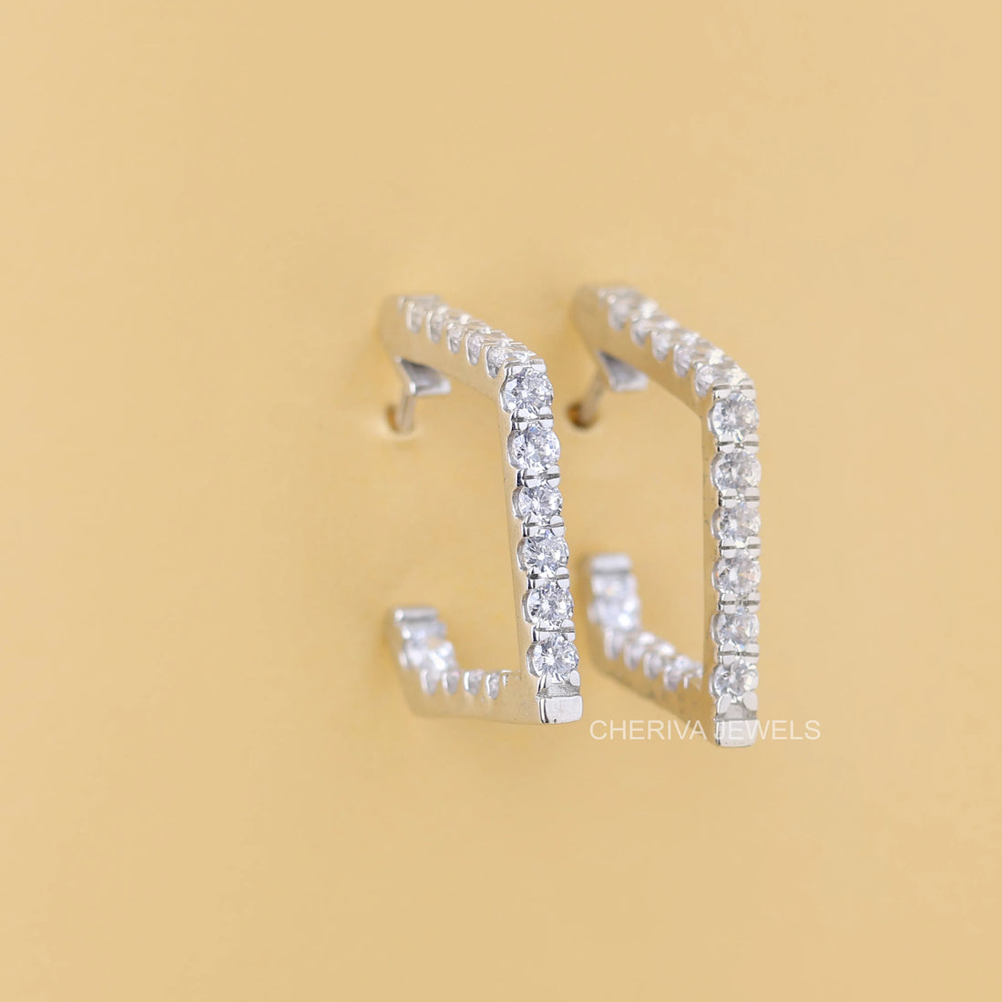 Round Cut Lab Diamond Square Hoop Earrings