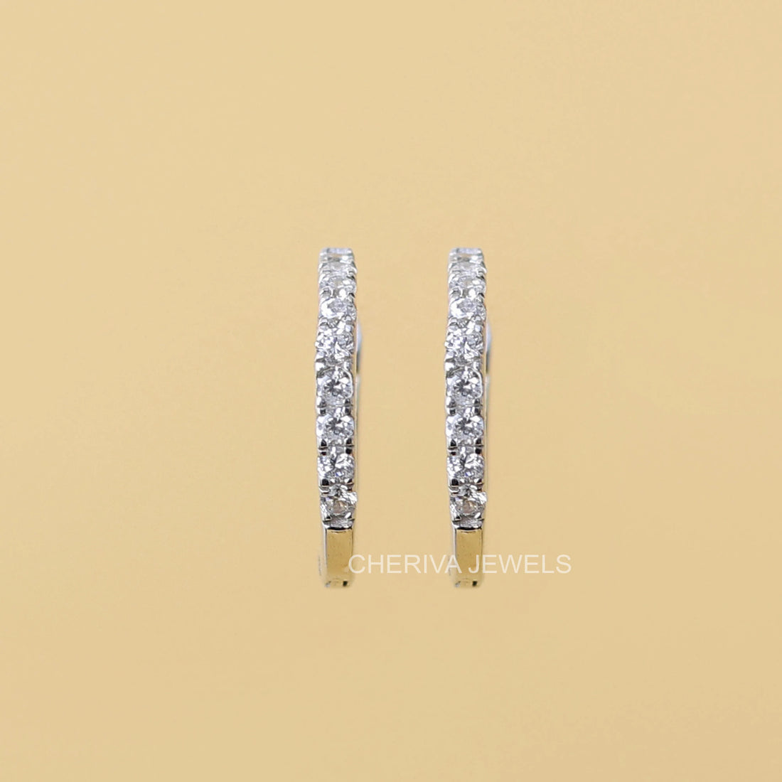 Round Cut Lab Diamonds Small Hoop Earrings
