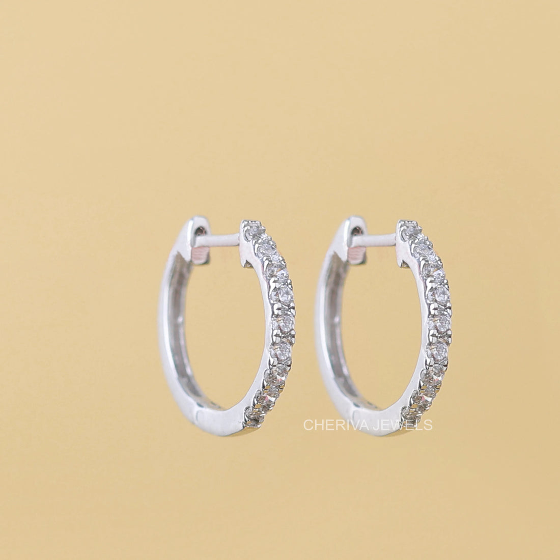 Round Cut Lab Diamonds Small Hoop Earrings