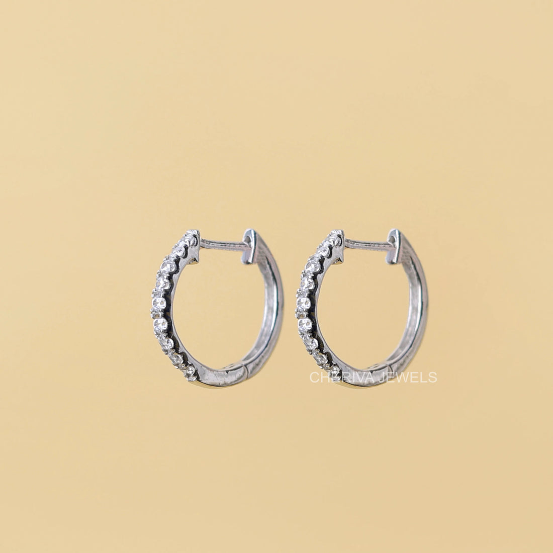 Round Cut Lab Diamonds Small Hoop Earrings