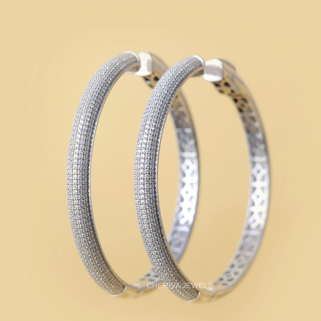 Hoop Earrings With Round Cut Lab Diamonds