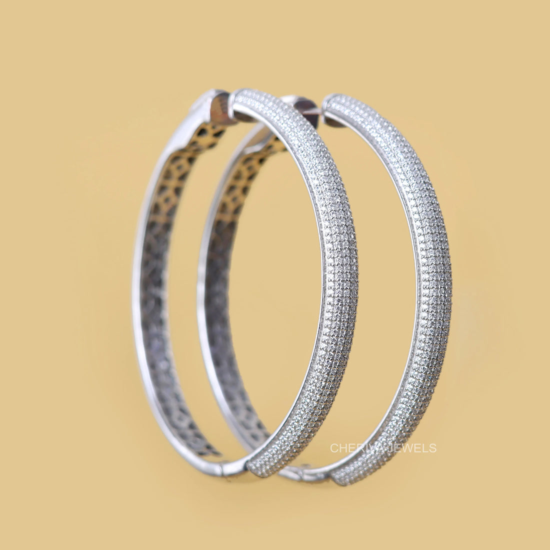 Hoop Earrings With Round Cut Lab Diamonds
