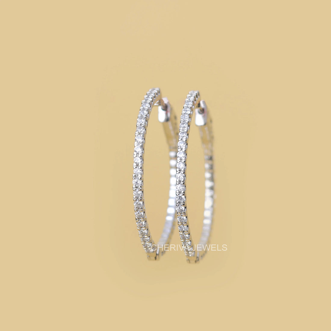 Round Cut Lab Diamond Hoop Earrings