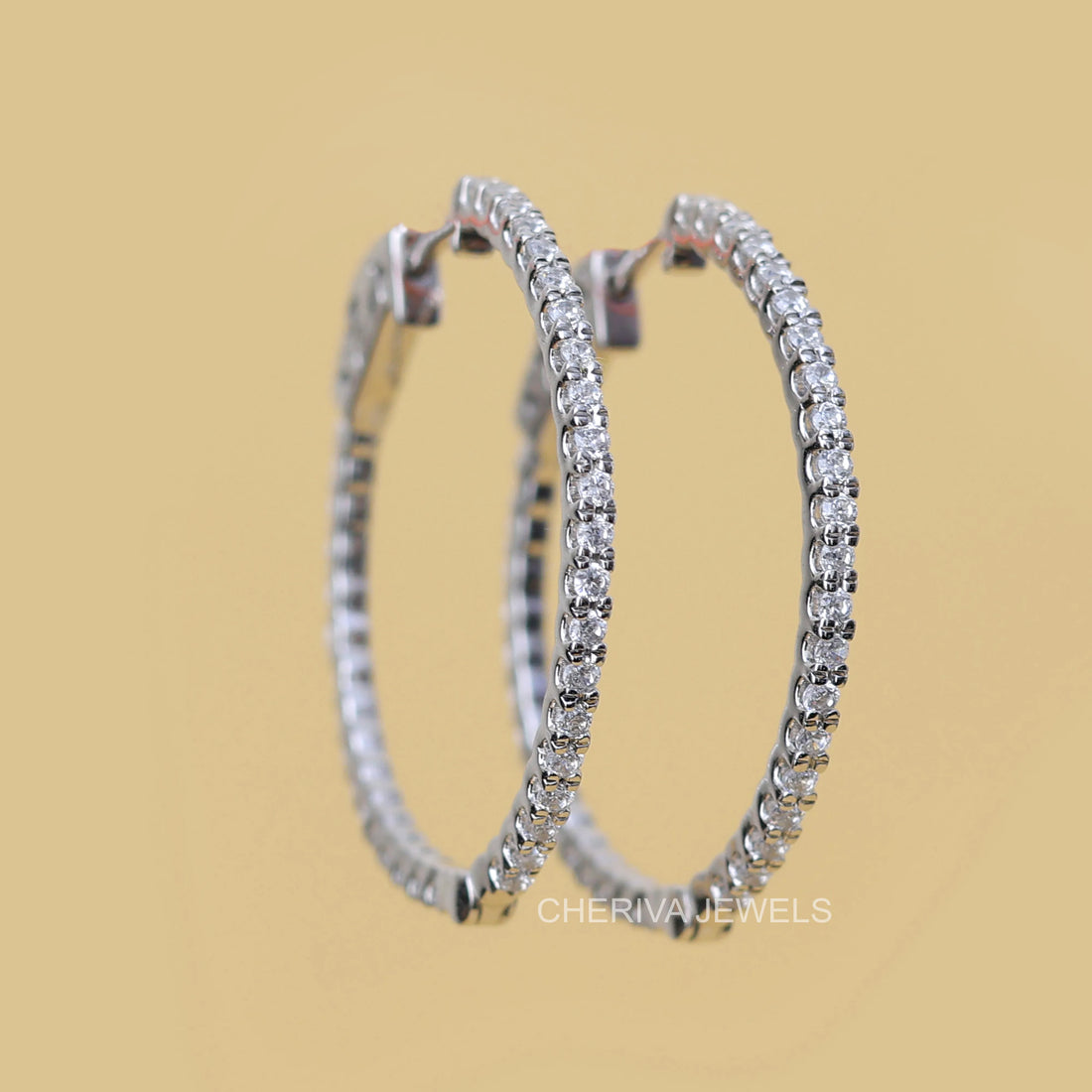 Round Cut Lab Diamond Hoop Earrings