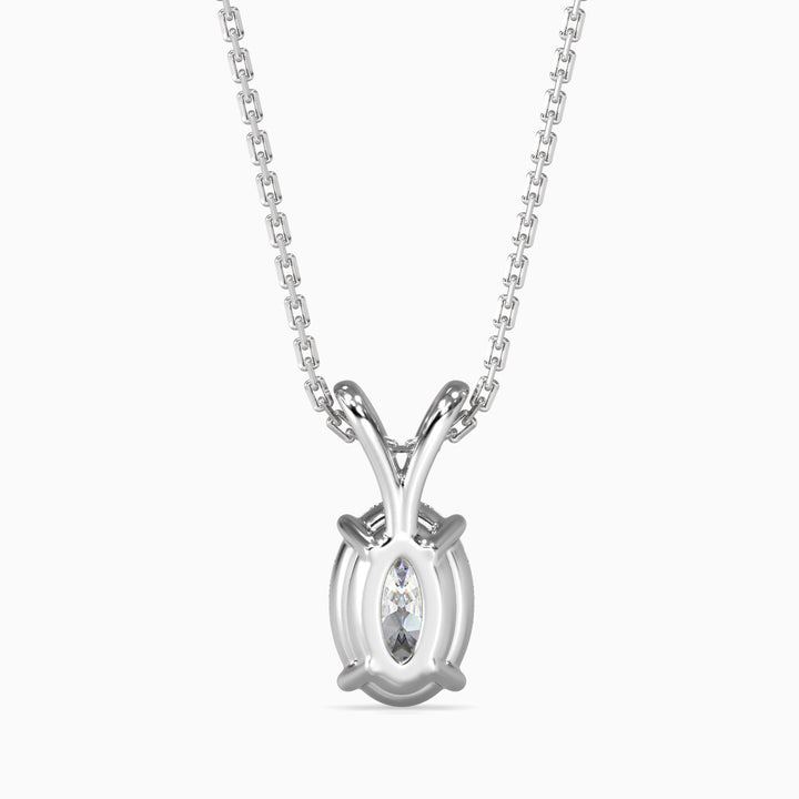 Silver necklace with a pendant on a white background