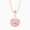 Rose gold pendant with a clear gemstone on a white background