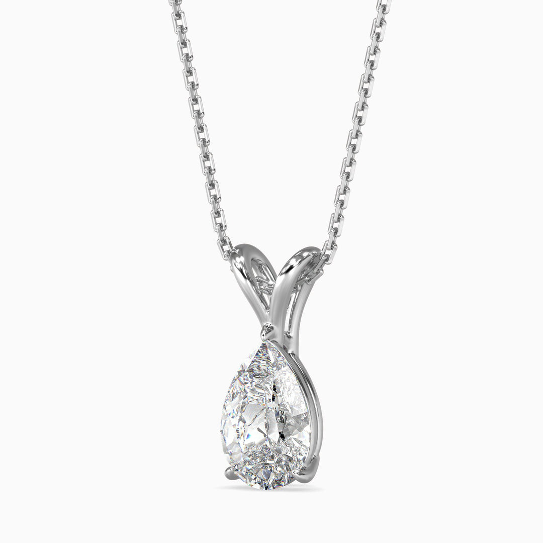 Diamond pendant necklace on a white background