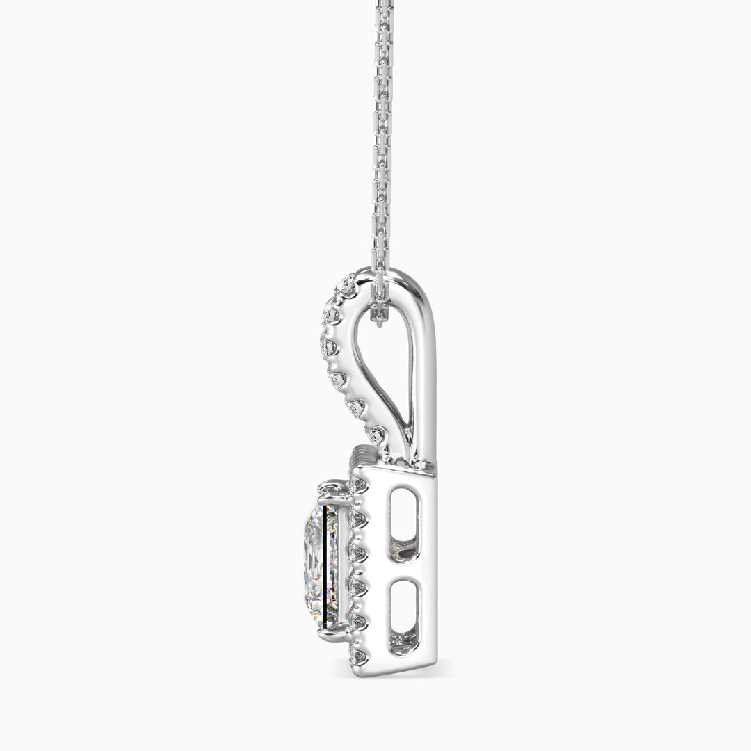 Silver necklace with a pendant on a white background