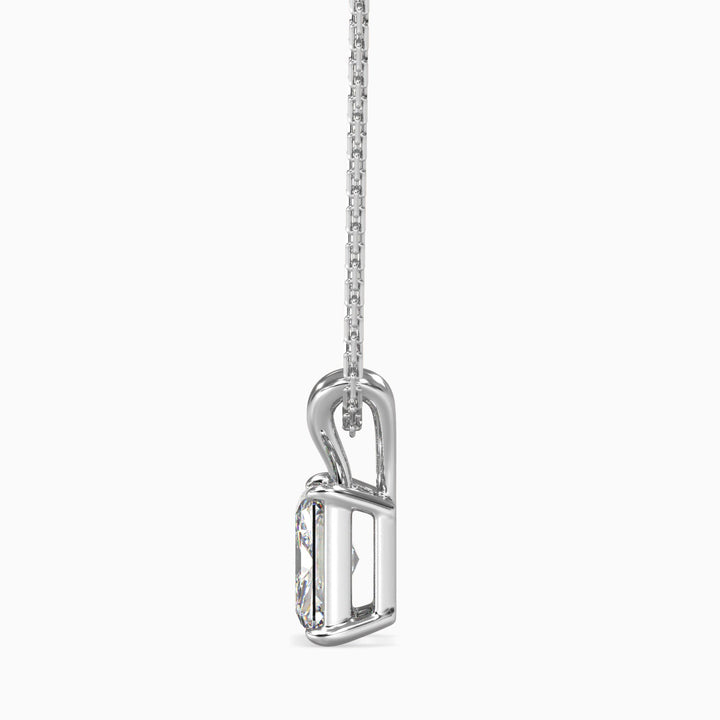 Silver pendant necklace on a white background