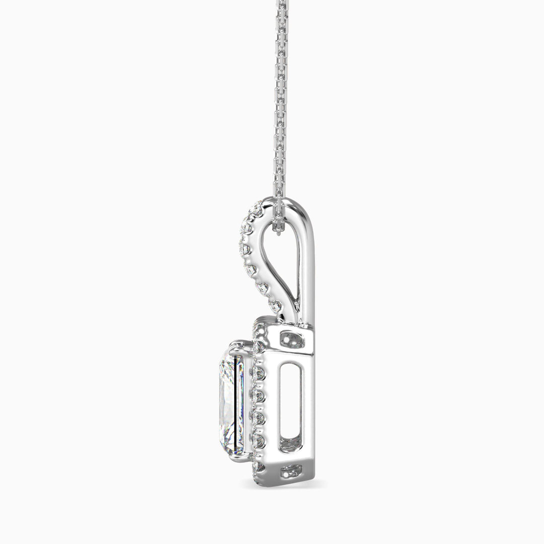 Silver pendant necklace on a white background