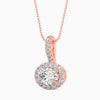 Rose gold diamond pendant on a white background