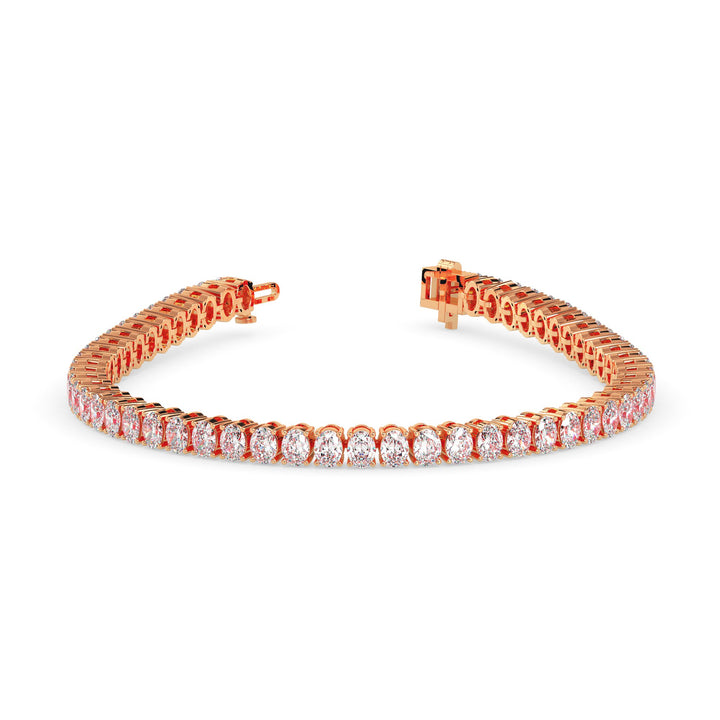 Rose gold bracelet with diamonds on a white background