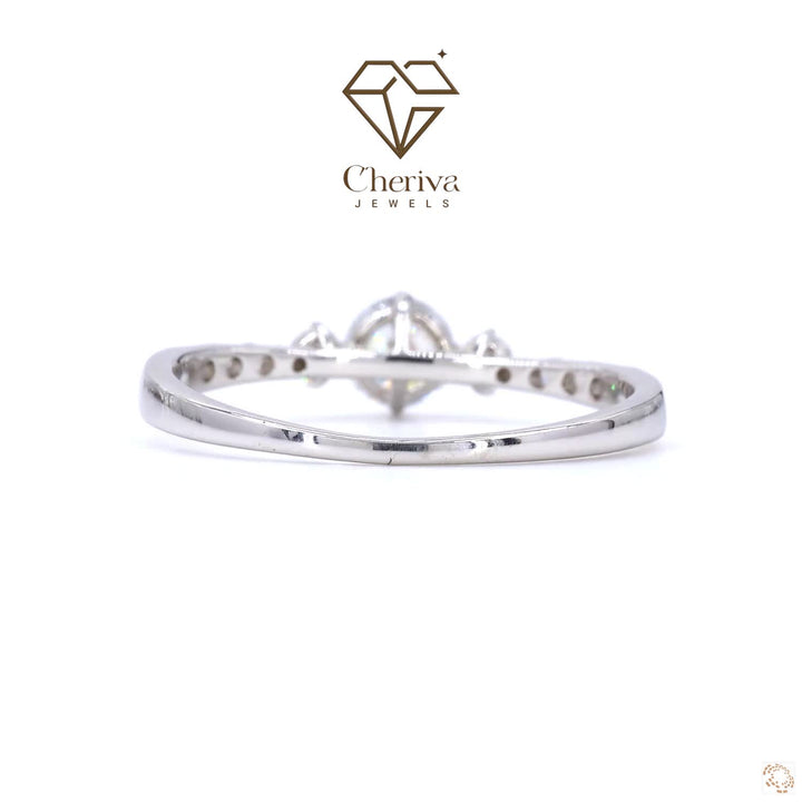 Silver ring with Cheriva Jewels logo on a white background