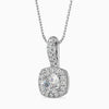 Diamond pendant necklace on a white background