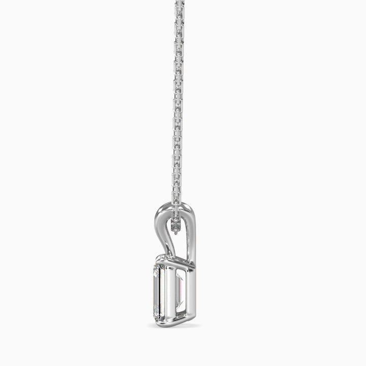 Silver necklace with a pendant on a white background