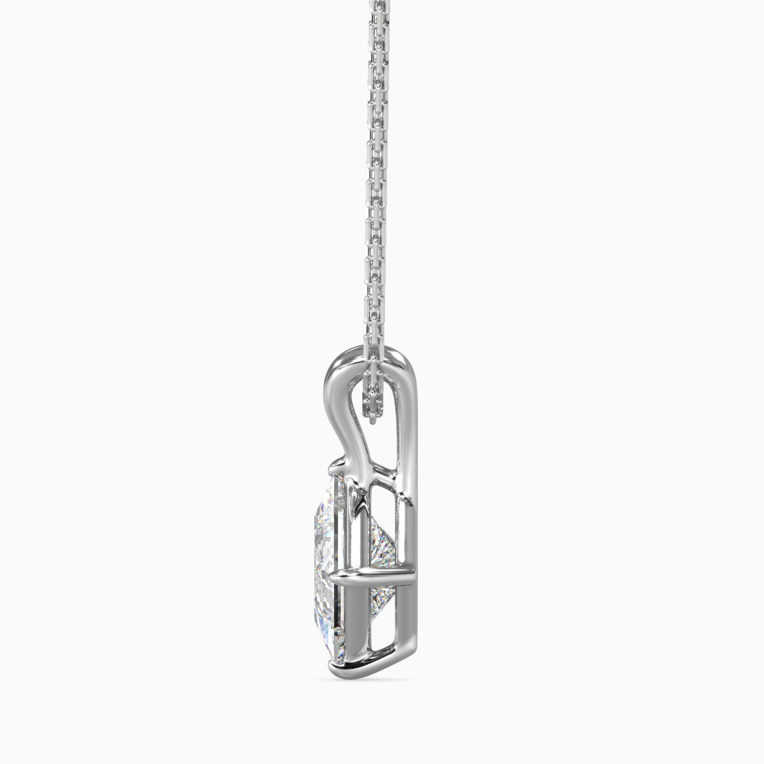 Silver necklace with a pendant on a white background
