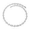 Silver bracelet with clear stones on a white background