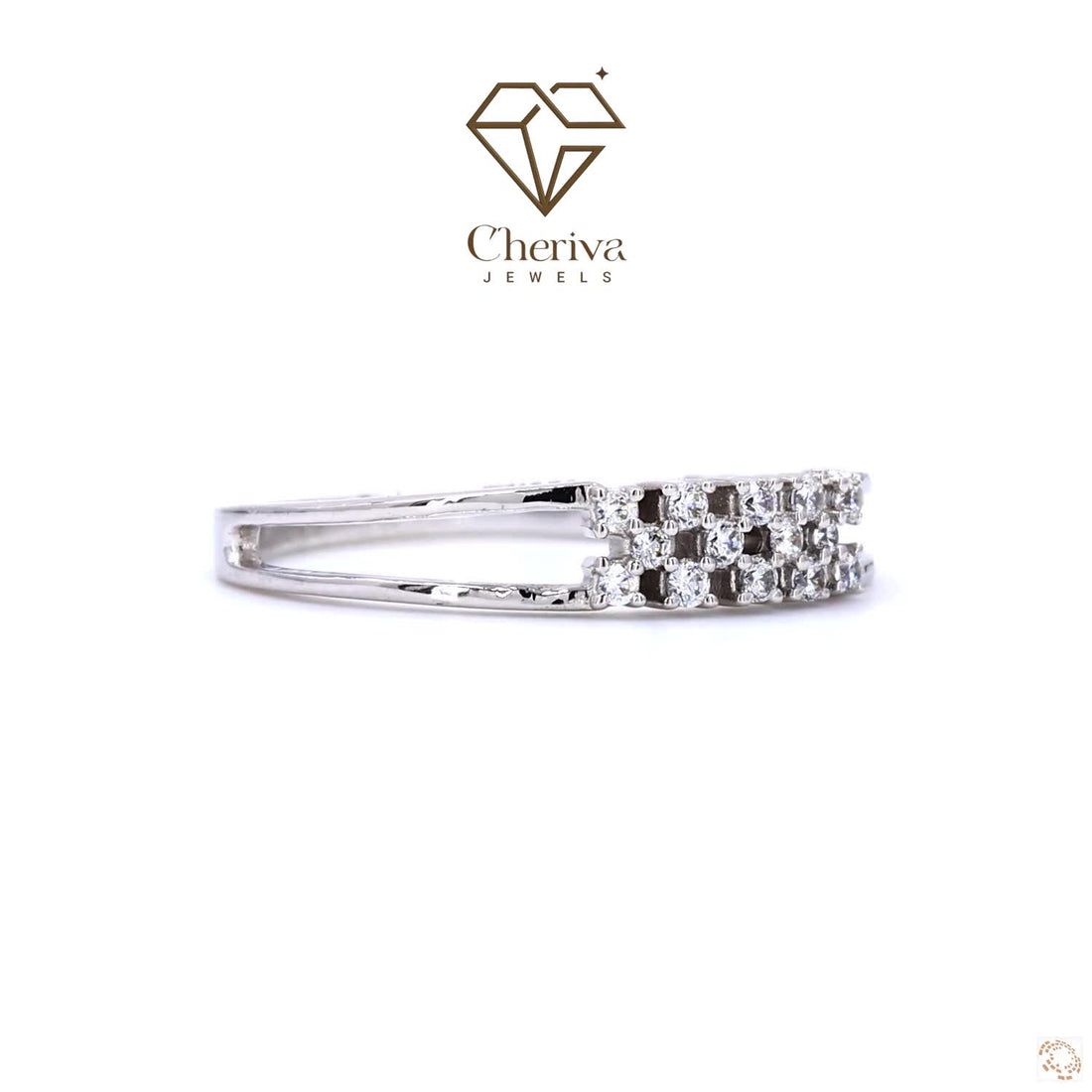 Solitare ring with Diamonds on a white background featuring the Cheriva Jewels.
