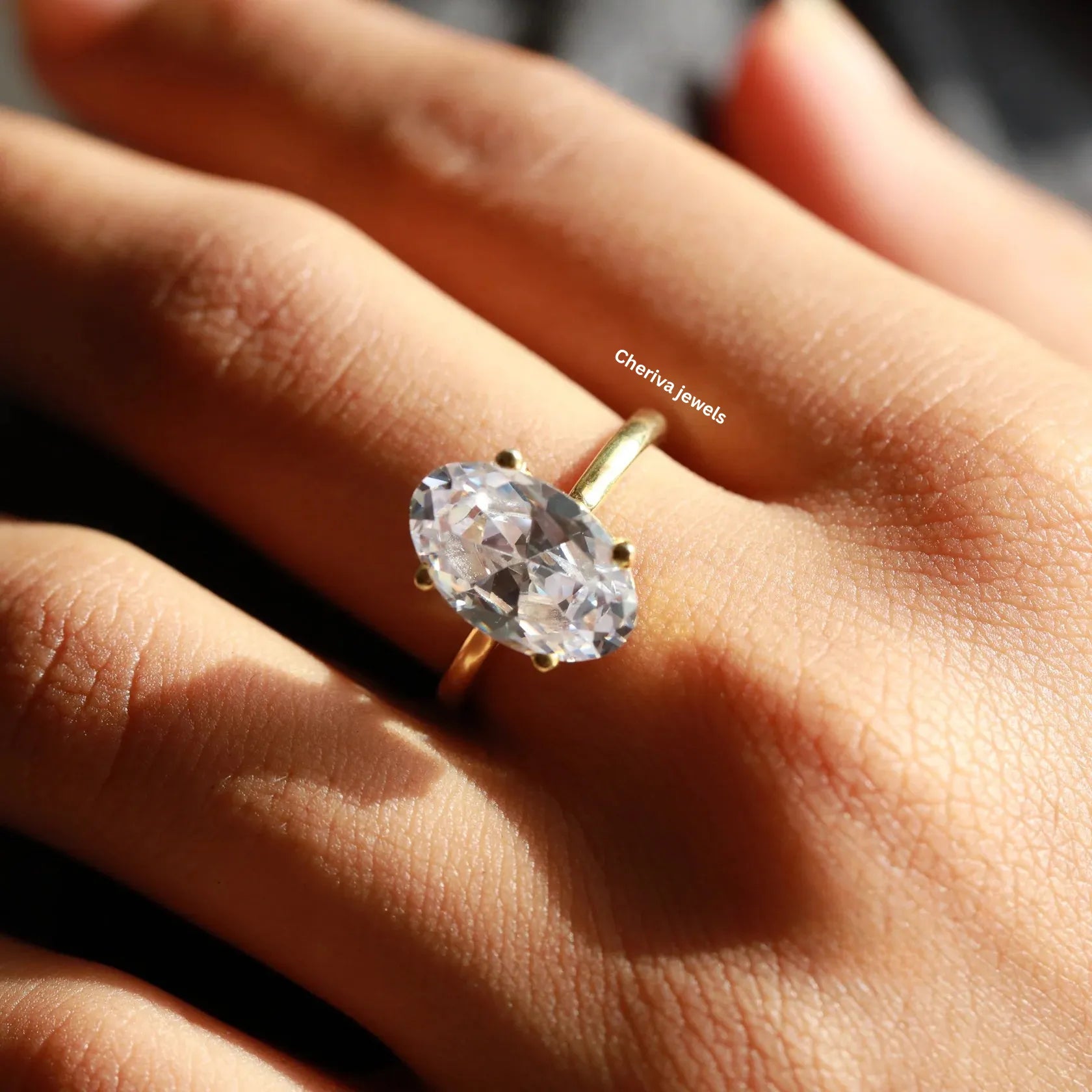 Oval Cut Lab Grown Diamond Elongated Engagement Ring