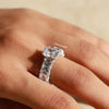 round prong setting and u prong pave style band.
