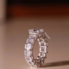 radiant cut center stone with hidden halo engagement ring.