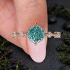 Cyan blue portuguese cut diamond vintage ring solid gold lab diamond IGI certified
