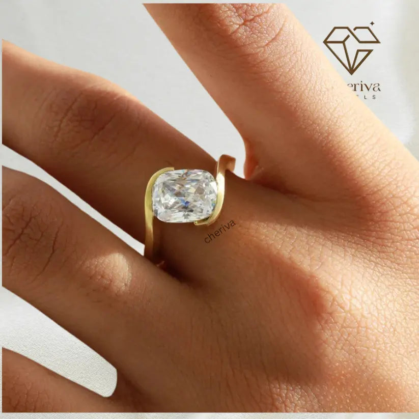 4 Carat Cushion Cut Lab Grown Diamond Solitaire Ring