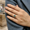 Cyan blue portuguese cut diamond vintage ring lab diamond solid gold
