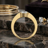yellow gold ring with portuguese cut diamond.
