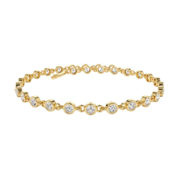Gold bracelet with clear stones on a white background