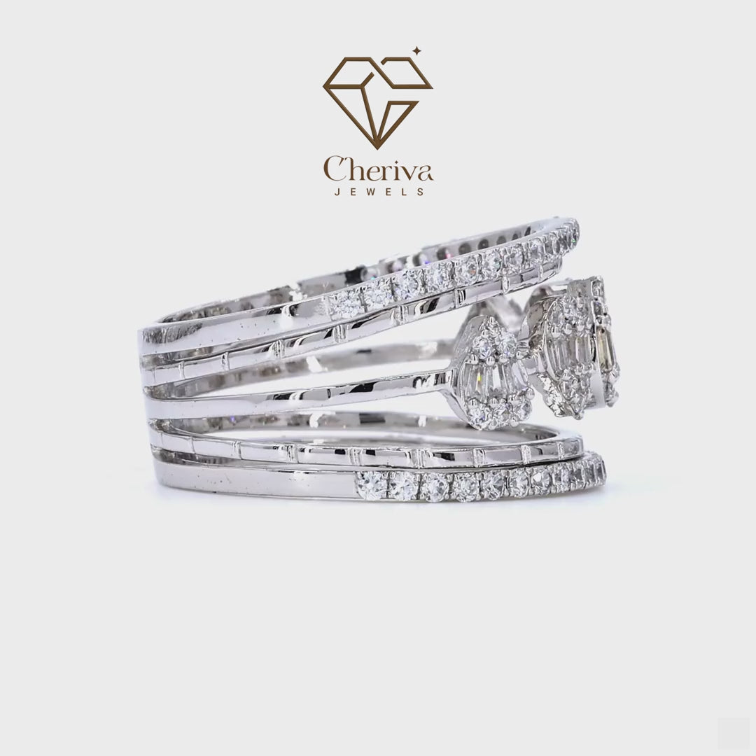 Vintage Style Baguette cut Lab Diamond Engagement Ring