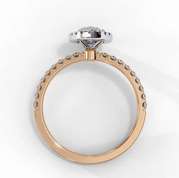 Marquise Cut Lab Diamond Halo Engagement Ring